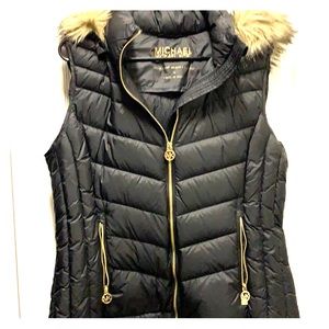 Michael Kors vest with faux fur hood